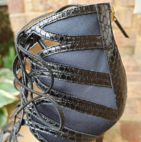 PRISTINE! JIMMY CHOO "FELINE" BLUE SUEDE AND ELAPHE SNAKE BOOTIES, 39 - Picture 9 of 16